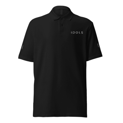 Black polo shirt with 'IDOLS' logo, Shopidols